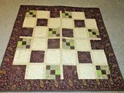 Hand Made Quilted Table Runner/ Topper /Mat ~ 25" x 25" ~ Plum/Green