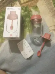 Airtight Glass Container Condiment Storage Bottles w/ Spoon And Lid Kitchen Jars