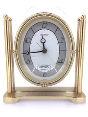 Seiko Quartz Mantel Clock with Lucite and Gold Floating Face - QQZ362F