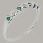 Solid 18k White Gold Natural Opal & Emerald Womens Eternity Ring