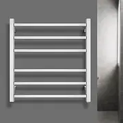 ACA Trading 6 Bar Square Heated Towel Rail 67x62cm Stainless Steel Electric Towel Warmer Wall Mounted Bathroom Heated Towel Rack Holder Shelf IP55 SAA Approved(Chrome)