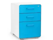 Poppin Stow 3-Drawer File Cabinet (Aqua- White)
