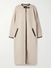 [Isabel Marant] Isabel Marant - Elza Oversized Faux Leather-trimmed Wool-blend Felt Coat - Ecru - FR 34 FR 34 Ecru