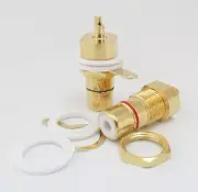 20 x CMC Gold Plated Copper RCA Female Phono Jack Panel Mount Chassis Connector
