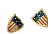 HERITGE MUSEUM REPLICAS STUD EARRINGS HAND ENAMELED AMERICANA #3549