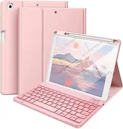 Witzon iPad 9th Generation Case with Keyboard 10.2 Inch - Backlit Wireless Detachable Folio Cover with Pencil Holder for iPad 8th Gen / 7th Gen/iPad Pro 10.5" / iPad Air 3rd Gen, Pink