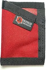[Recycled Firefighter] Sergeant Slim Wallet for Men & Women – Minimalist Front Pocket Wallet w/Elastic Money Clip – Card Holder for 4-8 Cards – Travel Essentials, Red/Black, Minimalist