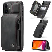 CaseMe Shockproof iPhone 12 Leather Case Cover Wallet Apple iPhone12 [Black]