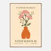 Galrie Scandinavian Botanical Art Print Stockholm Flower Market Decor, Wood Frame, A3 30 x 42cm (12 x 16inch)