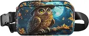 [XYMZR] Owl Witch Halloween Moon Fanny Pack Hip Bag Belt Bag for Women Man Fashion Waist Pack Water-repellent Crossbody Bag for Halloween Costumes Running Hiking Jogging Travel Sport, Multi-colored, one
