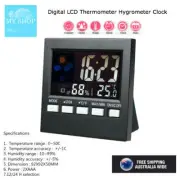 LCD Digital Indoor Hygrometer Thermometer Temperature Humidity Gauge with Clock