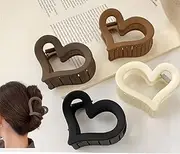 Home Essence: Pack of 4 Heart Shape Non Slip Claw Clips for Thick and Thin Hair, Hair Accessories for Women and Girls with Long and Short Hair