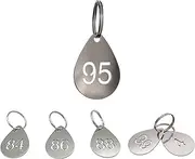 NanTun Stainless Steel Numbered Key Tags Droplet Shape - Durable Metal ID Tags with Key Rings for Organization - Numbers 1 to 5
