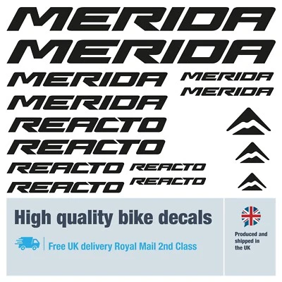 Merida Reacto bike decals labels with free bike protection (30 pack) -20 colours