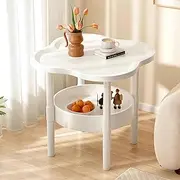 Cream Style Minimalist Creative Double Layered Small Edge Table (White)