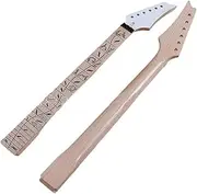 TJSCFY 6 Strings 24 Frets Electric Guitar Neck Double Rocker Carved Original Color Glossy Maple Diy Professional Replacement Baritone Guitar Neck Music Instrument Accessories