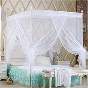 Mosquito net Style 4 Corner Post Romantic Princess Lace Canopy Mosquito Net No Frame for Twin Full Queen Bed Netting Bedding Durable (Color : White Queen)