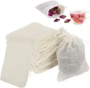 VANANA 50Pcs Cotton Muslin Bags, Drawstring Bags Reusable Small Mesh Tea Coffee