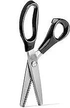 BlueSnail Stainless Steel Pinking Shears Comfort Grip Handled Professional Fabric Crafts Dressmaking Zig Zag Cut Scissors Sewing Scissors(9", Serrated, Black)