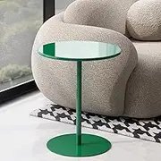 Outdoor Bistro Table Breakfast Counter Table with Green Top and Metal Leg Pedestal Side Table Round Patio Dining Table Cocktail Table Coffee Table High Table(40x50cm)