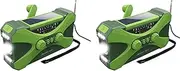 2X 10000MAh Emergency Radio, Solar Hand Crank Radio, Portable Radio with Phone Charger, LED Flashlight Green