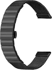 Elite Quick Release Mesh Watch Strap Solid Stainless Steel Watch Band 18mm 20mm 22mm 24mm Black Silver Butterfly Deployment Button for Men Women