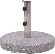 'vidaXL Grey Polished Granite and Stainless Steel Patio Parasol Stand - 45 cm Diameter, Wheelbase for Easy Movement, Suitable for Large Parasols