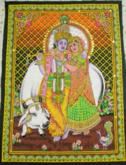 Lord Krishna Radha Tapestry Indian Wall Hanging Hindu Gods Poster Ethnic Decor