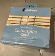 Whitmor Natural Wood Heavy-Duty Clothespins Set of 100 Brand New Sealed