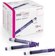 MediVena ONE-CARE Syringes 10ml with Mounted Cap, Sterile, Low Dead Space, 30/bx Blister-Packed Syringes