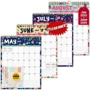 Decorably 18 Months Colorful Hanging Wall Calendar 2025 Calendar Monthly Planner
