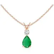 Emerald Teardrop Pendant with Diamond