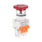 22mm Latching Emergency Stop Push Button Switch AC250V 10A W Light 12V 1NO 1NC