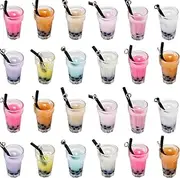 [YionZian] 30 Mini Boba Charms - Colorful Milk Tea Cup Keychains (19x12mm, DIY Jewelry & Earring Keychain), Resin, resin