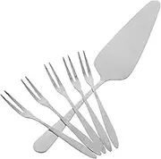 GLEAVI 1 Set Silver Stainless Steel Cake Server Includes Dessert Fruit Forks for Serving Cakes Pastries Salads Elegant Design Convenient for Special Events