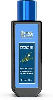 Blue Nectar Briganantadi Hair Fall control & Healthy Scalp Oil | Non Sticky Hair Oil for Hair growth | Perfect Hair Fall Oil for Women & Men (9 Herbs, 100 ml)