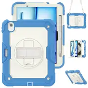 MCC Shockproof iPad Air 11" 2025 M3 Strap Rugged Colourful Case Cover Apple 7th Gen 7 [Blue+Beige]