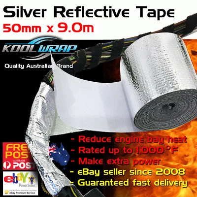 Silver Foil Heat Insulating Tape Hose Reflective Shield Adhesive 50mm X 9.0m