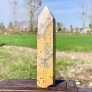171G Natural bumblebee jasper obelisk quartz crystal tower point healing