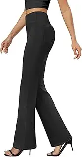 [FLORENCE IISA] Women's Comfortable High-Waist Bootcut Yoga Pants – Stretch Pull-On Casual Flare Trousers with Pockets
