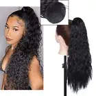 Long Natural Real As Human Hair Ponytail Clip In Drawstring Pony Tail Extensions