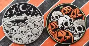 Halloween Skull with Pumpkins and Cat on Pumpkins Creepy Embroidered PATCHES