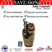 Water Feature 80CM Solar Fountain Outdoor Cascading Pump Bird Bath Waterfall New