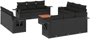 vidaXL - Garden Sofa Set w/Cushions, Modular 13 Piece Black PE Rattan, Patio/Backyard/Deck Furniture