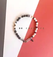 New men's natural mookaite stone with mixed gemstone stainless steel bracelet
