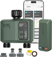 Shrivee Smart Irrigation Computer WLAN with 2 Zone Outputs and 5 Programmes Irrigation System with Rain Delay/Automatic Watering, Ideal for Greenhouse and Garden