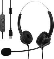 USB Headset with Microphone,Stereo Wired Headphones with Noise Cancelling Microphone,Computer Headset for Business Home Office Call Center, Meetings, Skype Chat, Online Class