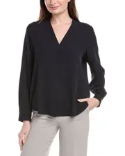 EILEEN FISHER V-Neck Silk Shirt