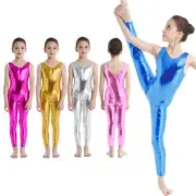 Girls Metallic Ballet Dance Leotard Gymnastics Jumpsuit Tank Unitard Dancewear