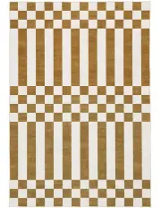 [Miss Amara] Alula Checkered And Striped Rug in Brown